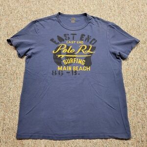 Polo Ralph Lauren Shirt Men Medium Blue East End Surfing Main Beach New York Tee